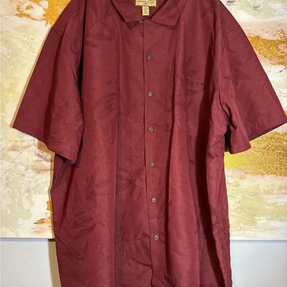 Caribbean Joe Men's Burgundy and Cream Shirt Jackets - Picture 2 of 9